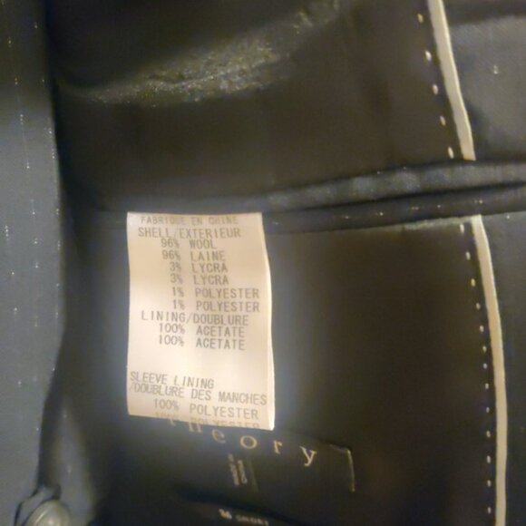 Theory 36S 28w black stripe suit wool spandex stretch slim modern xylo shelton - Picture 4 of 10